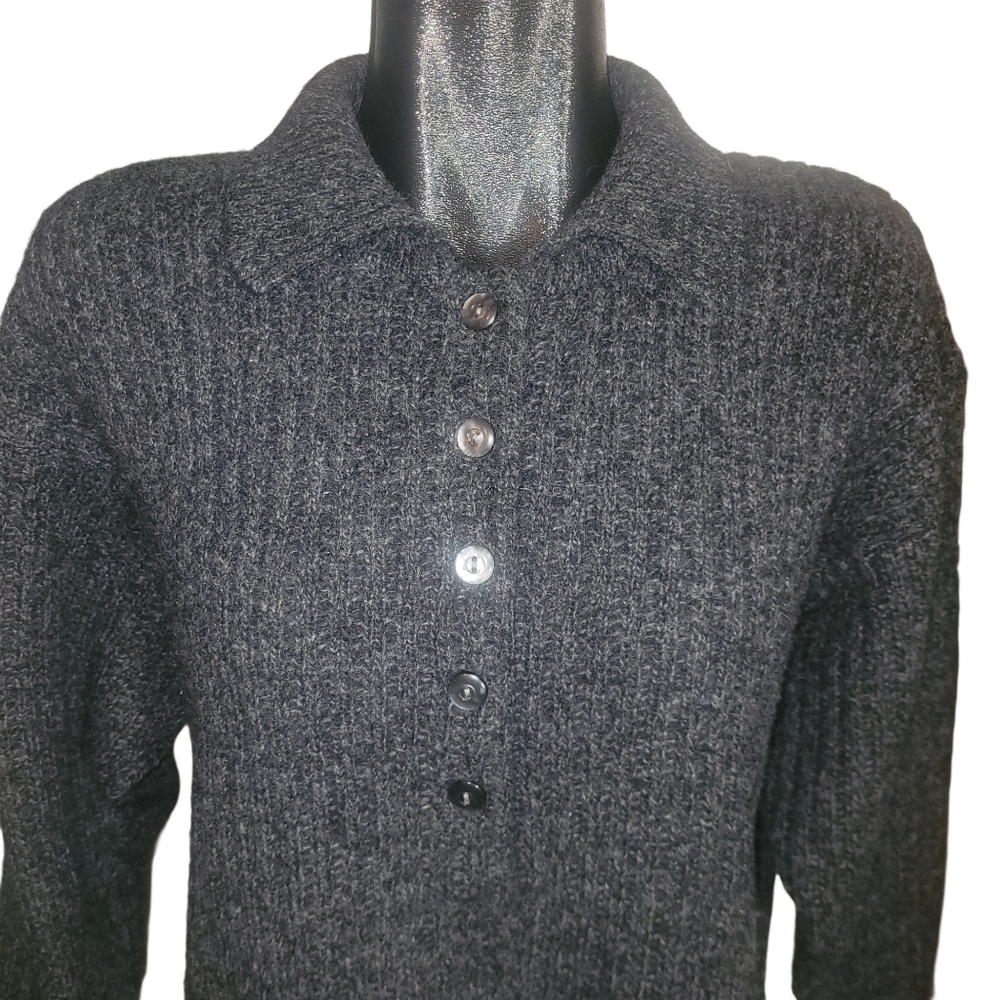 Eddie Bauer Womens 100% Wool Button-up Collared Neck Sweater Size M
